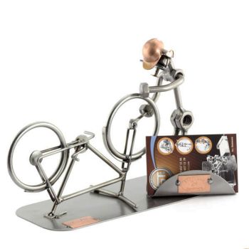 FAHRRADMECHANIKER MIT VISITENKARTEN-HALTER